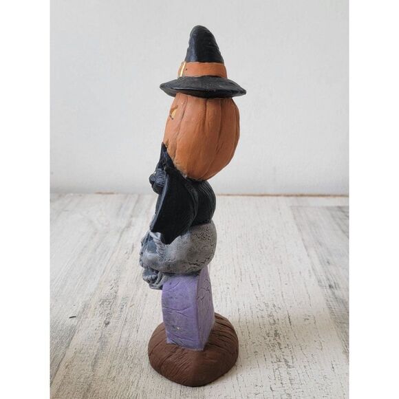 Pumpkin witch skull Tombstone totem pole Halloween figure - Picture 5 of 7
